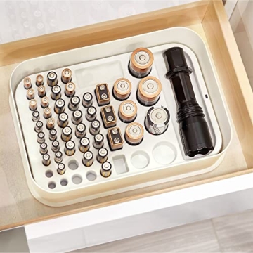 iDesign Recycled Plastic Divided Battery Organizer Insert, 7.6" x 11.1" x 1", Coconut