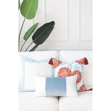Coastal Velvet Baby Blue Pillow Cover for Indoor Outdoor