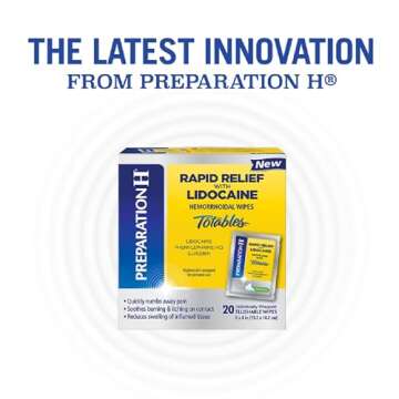 Preparation H Rapid Relief Wipes with Lidocaine - 20 Count