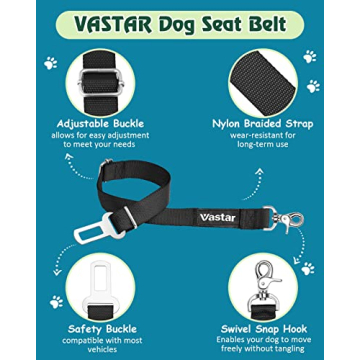 Vastar Adjustable Pet Car Seat Belt Safety Leash 2 Pack