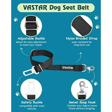 Vastar Adjustable Pet Car Seat Belt Safety Leash 2 Pack
