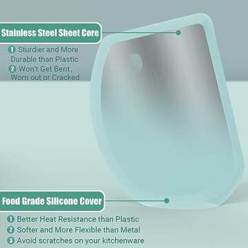 Silicone Dough Scraper with Stainless Steel Core - Flexible Bowl Scraper for All Baking Needs