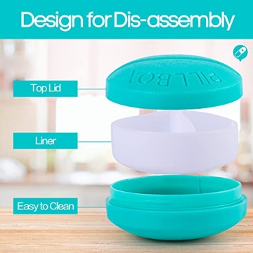 Inovat Portable 4-Compartment Travel Pill Box Light Blue