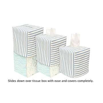 Decorative Cotton Tissue Box Cover - Blue Floral Design