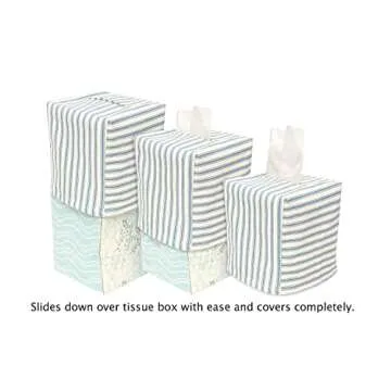 Decorative Cotton Tissue Box Cover - Blue Floral Design