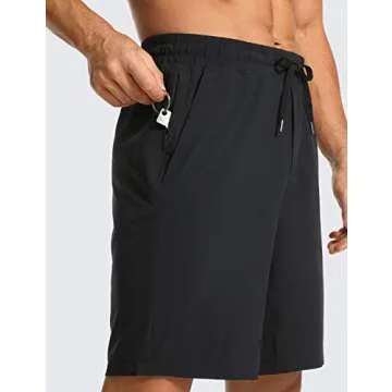 CRZ YOGA Men's Linerless Workout Shorts - 9'' Quick Dry Running Sports Athletic Gym Shorts with Pockets Black Medium