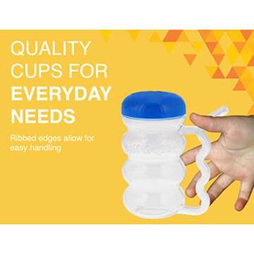 Arrow Home Products Sip-A-Mug, 14oz, 6pk - Easy to Grip Plastic Kid's Cup Where the Handle is the Straw - BPA-free with Screw-On Caps Great for Everyday Use, Made in the USA - Clear with Color Lids