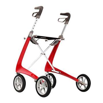 byACRE Carbon Ultralight Rollator Walker with Organizer Bag - Lightweight Mobility Aid in Red