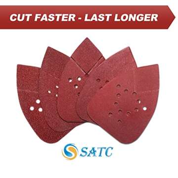 S SATC Mouse Detail Sander Sandpaper 50 PCS Mouse Sanding Pads 12 Hole Mouse Sandpaper Assorted 60/80/120/150/220 Grits