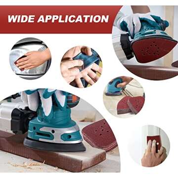 S SATC Mouse Detail Sander Sandpaper 50 PCS Mouse Sanding Pads 12 Hole Mouse Sandpaper Assorted 60/80/120/150/220 Grits