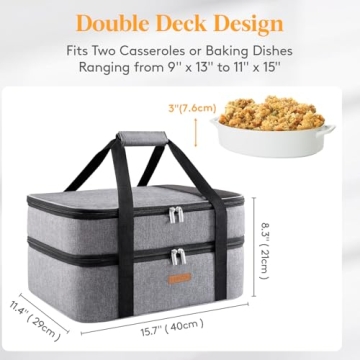 LUNCIA Insulated Casserole Carrier for Food Transport