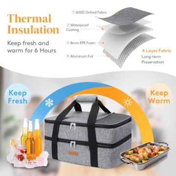 LUNCIA Insulated Casserole Carrier for Food Transport