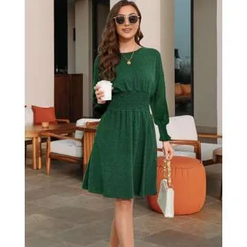 Stylish LUOFEN Women's Long Sleeve Fall Dress with Pockets