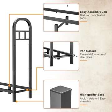 GREENER 4FT Firewood Rack - Heavy Duty Wood Storage