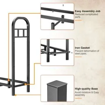 GREENER 4FT Firewood Rack - Heavy Duty Wood Storage