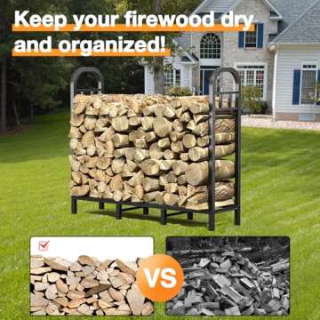 GREENER 4FT Firewood Rack - Heavy Duty Wood Storage