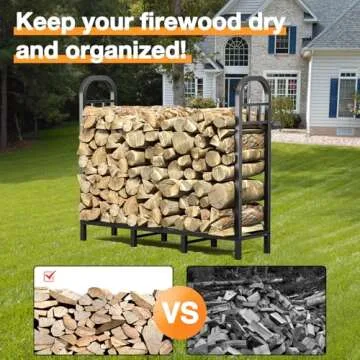 GREENER 4FT Firewood Rack - Heavy Duty Wood Storage