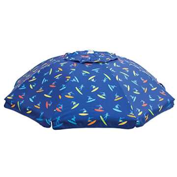 Rio Brands Beach 6' UPF 50+ Beach Umbrella with Built-in Sand Anchor - Surf Power Surfer