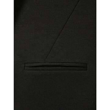 Lrady Women's Fashion Casual Rolled Up 3/4 Sleeve Slim Office Blazer Jacket Suits Black M