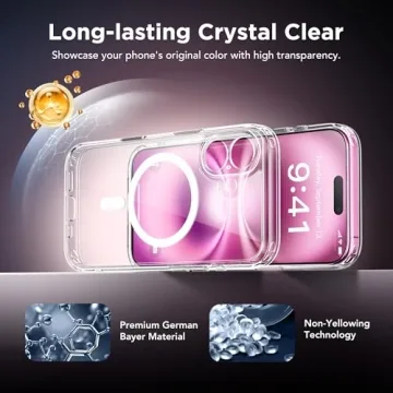 GolbinBox Magnetic for iPhone 16 Case with Camera Control Capture Button, Compatible with MagSafe,[Full Camera Protection][2X Screen Protectors] Shockproof Phone Cover for iPhone 16 6.1 Inch (Clear)