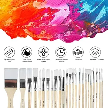 24-Piece Artist Paint Brush Set with Canvas Case