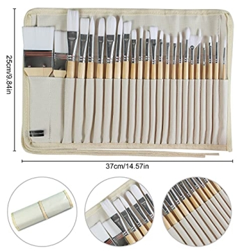 24-Piece Artist Paint Brush Set with Canvas Case
