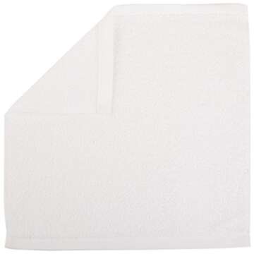 Amazon Basics Bath towel for Face, bathroom, 100% Cotton Extra Absorbent, Fast Drying salon towels, 60 Pack, White (12 x 12 inches)