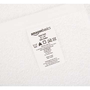 Amazon Basics Bath towel for Face, bathroom, 100% Cotton Extra Absorbent, Fast Drying salon towels, 60 Pack, White (12 x 12 inches)
