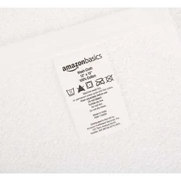 Amazon Basics Bath towel for Face, bathroom, 100% Cotton Extra Absorbent, Fast Drying salon towels, 60 Pack, White (12 x 12 inches)