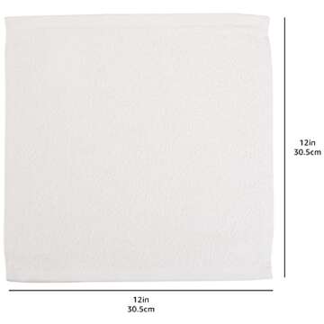 Amazon Basics Bath towel for Face, bathroom, 100% Cotton Extra Absorbent, Fast Drying salon towels, 60 Pack, White (12 x 12 inches)