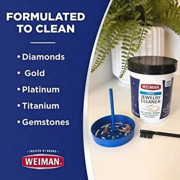 Weiman Jewelry Cleaner Liquid with Polishing Cloth Included – Restores Shine and Brilliance to Gold, Diamond, Platinum Jewelry and Precious Stones – 6 Ounce - Not Intended for Silver…