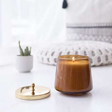 LA JOLIE MUSE Amber Candles for Home Scented, Candles Gifts for Men & Women, Luxury Jar Candles, Aromatherpy Candles for Stress Relief, 75 Hours Long Burning Candles, 12.3 OZ