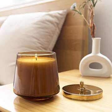 LA JOLIE MUSE Amber Candles for Home Scented, Candles Gifts for Men & Women, Luxury Jar Candles, Aromatherpy Candles for Stress Relief, 75 Hours Long Burning Candles, 12.3 OZ