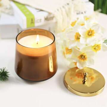 LA JOLIE MUSE Amber Candles for Home Scented, Candles Gifts for Men & Women, Luxury Jar Candles, Aromatherpy Candles for Stress Relief, 75 Hours Long Burning Candles, 12.3 OZ