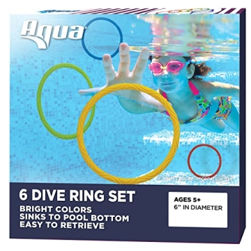 Aqua Classic Dive Rings - 6 Colorful Pool Toys for Dive Games