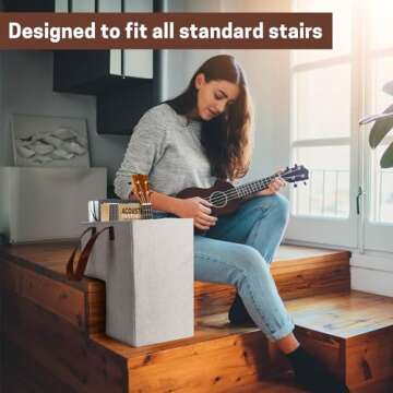 SAM AND MABEL Stair Baskets for Carpeted and Wooden Stairs – 16”L x 10”W x 16”H Foldable Sta...