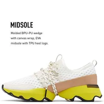 Sorel Women's Kinetic Impact Lace Sneaker - Sea Salt, Yellow - Size 8.5