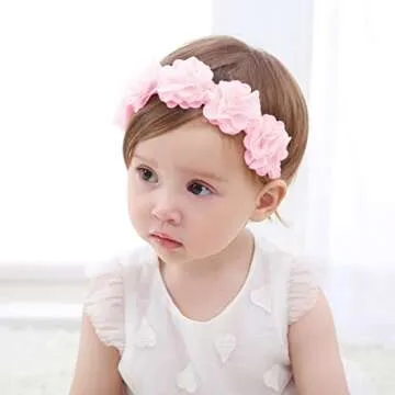 Fmeida Soft Pink Headbands for Baby Girls - Cute Flower Crown Hair Accessories