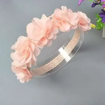 Fmeida Soft Pink Headbands for Baby Girls - Cute Flower Crown Hair Accessories