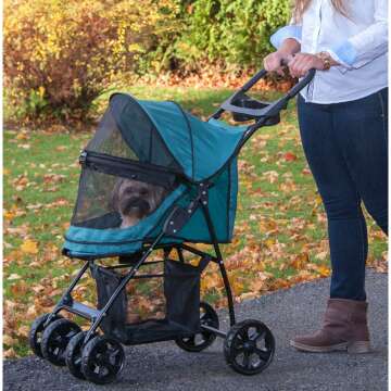 Pet Gear No-Zip Happy Trails Lite Pet Stroller - Easy Fold, Safe & Stylish