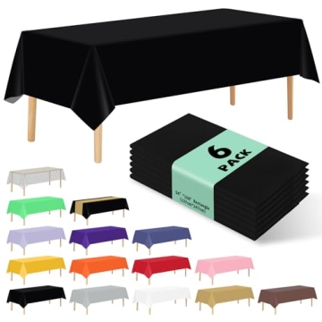 6 Pack Premium Disposable Plastic Tablecloth 54" x 108" Party Table Cloths Disposable for 6 to 8 Foo...