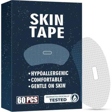 Premium Tape (60 Pack) - Pain Free Removal, Hypoallergenic, Latex Free & Gentle On Skin - Skin Friendly Adhesive Tape