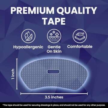 Premium Tape (60 Pack) - Pain Free Removal, Hypoallergenic, Latex Free & Gentle On Skin - Skin Friendly Adhesive Tape