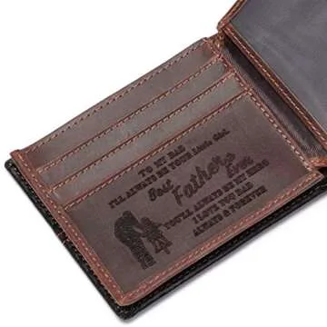 Personalized Engraved Leather Wallet for Dad from Daughter - Christmas Birthday Fathers Day Thanksgiving - I Love You - Men Custom Bifold Wallets for Him with Romatic Message