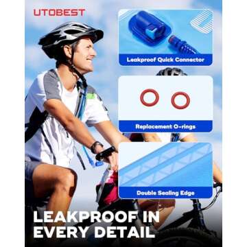 UTOBEST Water Bladder,Hydration Bladder 1 L 1.5 L 2 L 3 L Water Bladder for Hiking Backpack, BPA Free, Leak Proof Water Reservoir for Running Cycling