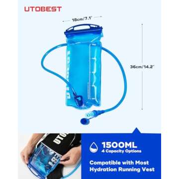 UTOBEST Water Bladder,Hydration Bladder 1 L 1.5 L 2 L 3 L Water Bladder for Hiking Backpack, BPA Free, Leak Proof Water Reservoir for Running Cycling