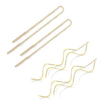 Thunaraz Lightweight Stainless Steel Threader Earrings