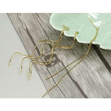 Thunaraz Lightweight Stainless Steel Threader Earrings