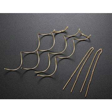 Thunaraz Lightweight Stainless Steel Threader Earrings