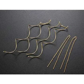 Thunaraz Lightweight Stainless Steel Threader Earrings